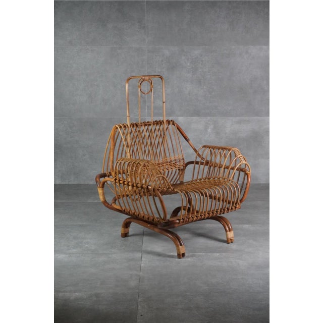 1960s Wicker Armchair with Adjustable Headrest, 1960s For Sale - Image 5 of 12