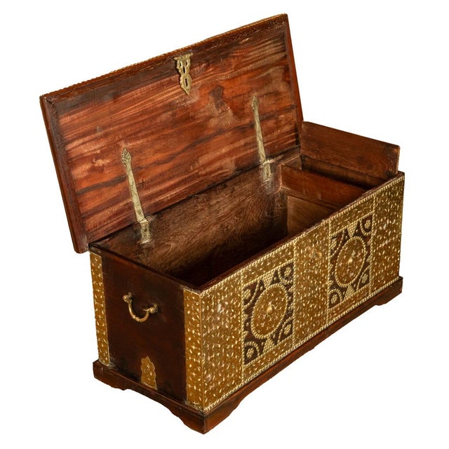 Antique Zanzibar Omani Teak & Brass Stud & Copper Clad Dowry Chest For Sale - Image 9 of 15