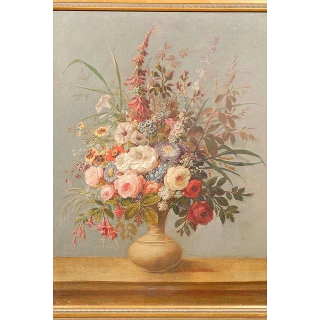 Late 18th Century Italian Rococo 1770s Framed Still-Life Painting Depicting a Bouquet of Flowers For Sale - Image 5 of 9