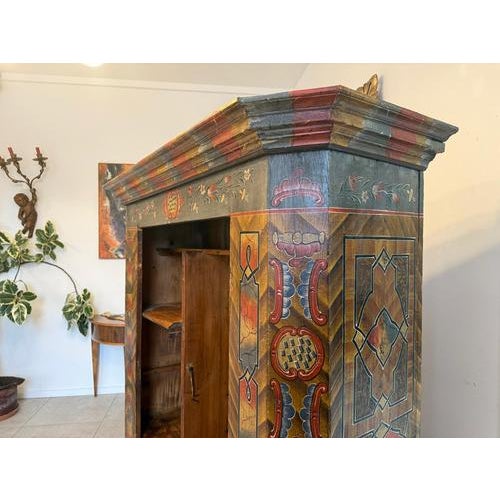 Tyrolean Farmhouse Hand-Painted Bookcase For Sale - Image 17 of 18