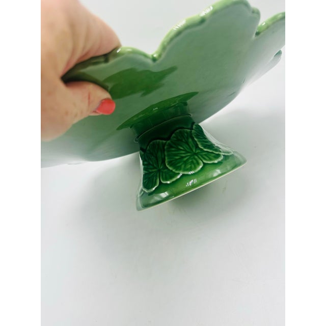 Bordallo Pinheiro Vintage Bordallo Pinheiro Pedestal Plate For Sale - Image 4 of 7