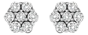 .925 Sterling Silver 1/4 Cttw Lab Grown Brilliant Round Cut Diamond Floral Cluster Stud Earrings (G-H Color, VS2-SI1 Clarity) - 2 Pieces