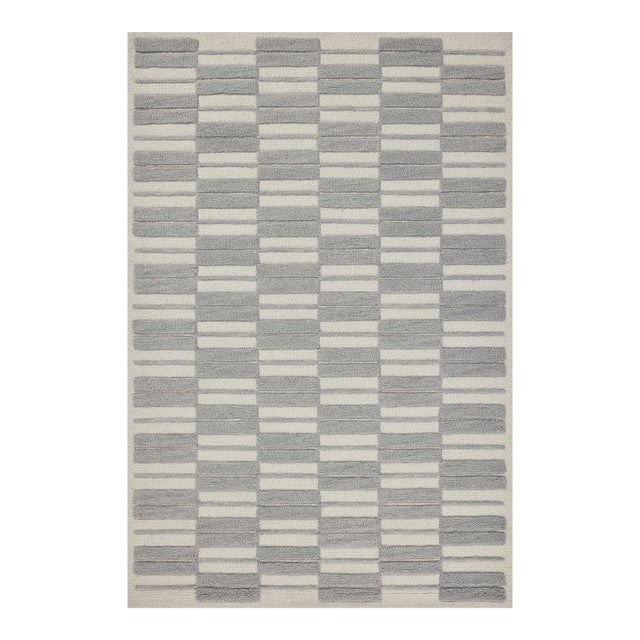 Chris Loves Julia x Loloi Bradley Ivory / Grey 3'-6" x 5'-6" Accent Rug For Sale