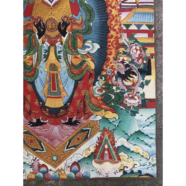 Xizang Embroidery and Brocade Thangka Buddha Painting - Wrathful Deity Protector Wall Art - Hand Painted Buddhist Sacred Scroll - Mid 20th Century For Sale In Seattle - Image 6 of 6