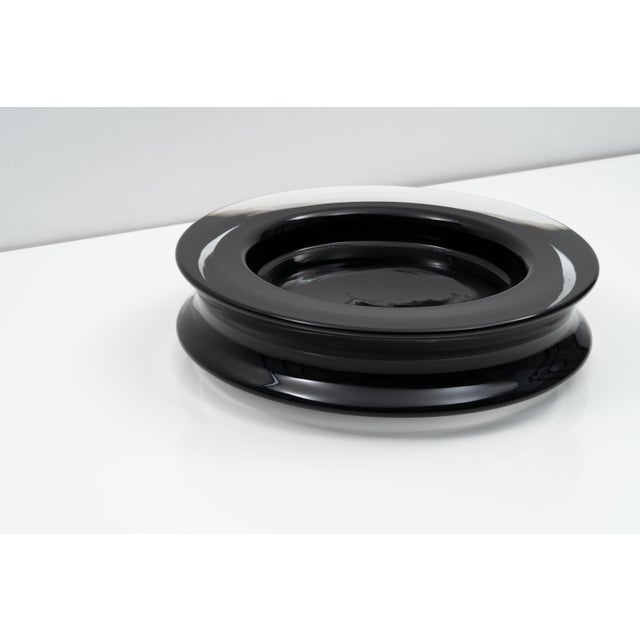 1980s Large Black Blown Glass Double-Edged Dish by Renato Anatra, circa 1980 For Sale - Image 5 of 11