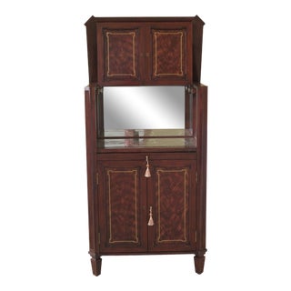 Theodore Alexander Brass Inlaid Mahogany Bar Cabinet For Sale