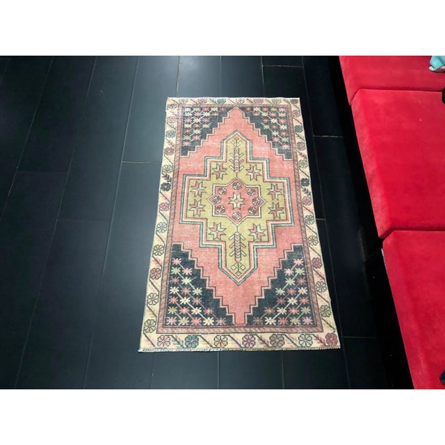 Vintage Geometric Design Turkish Handmade Wool Rug For Sale - Image 11 of 11
