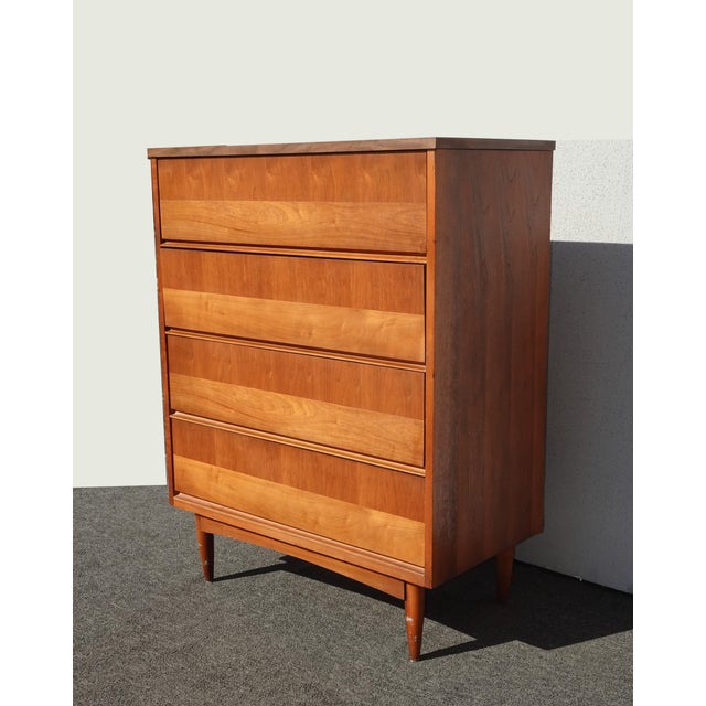 Vintage Mid Century Modern Dresser & Tallboy Dresser & Nightstand Bedroom Furn. For Sale In Los Angeles - Image 6 of 12