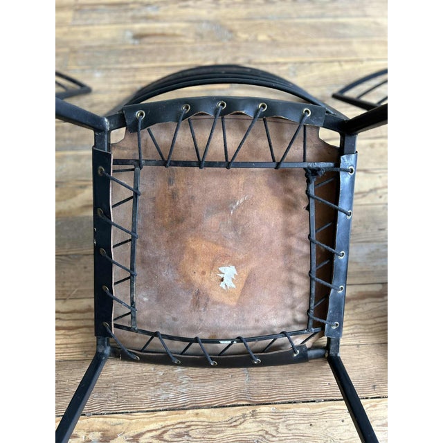 1960s 1960s Vintage Mid-Century Modern Metal and Leather Dining Chairs For Sale - Image 5 of 10