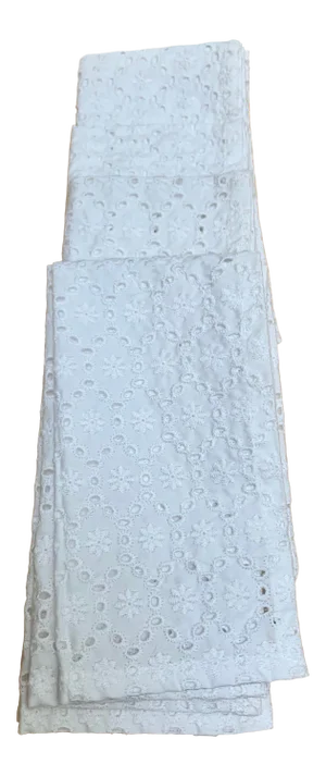 Set of Four White Cotton Eyelet Napkins