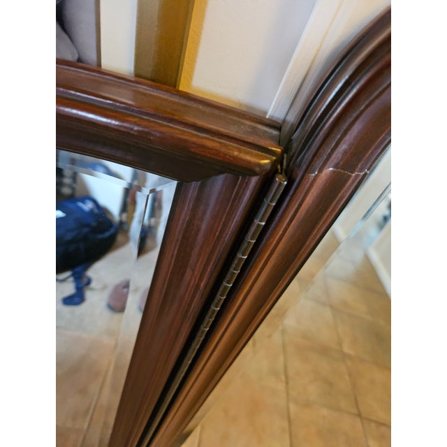 Brown 1990s Ethan Allen Georgian Court Mirror Trifold Dresser Chest Cherry Chippendale 297 For Sale - Image 8 of 13