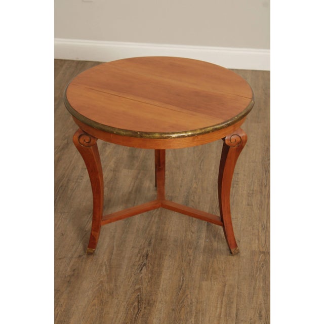 High Quality Vintage Round Top Carved Cherry Occasional Table, Gold Painted Accents