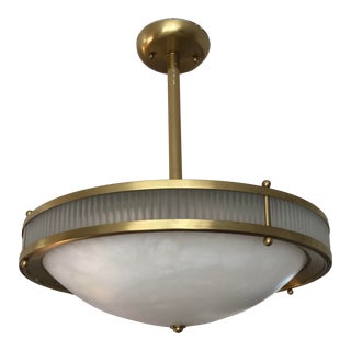 Custom J.H. Lighting & Brassworks Art Deco Style Alabaster Pendant For Sale