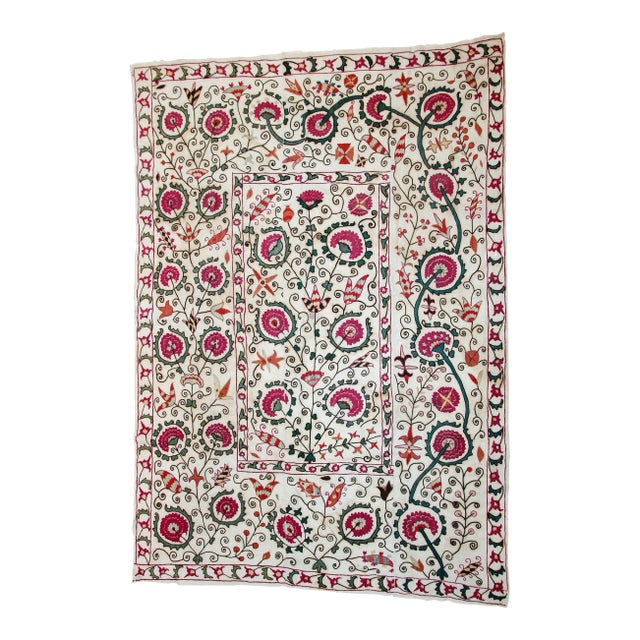 19th C. Suzani Bukhara Uzbekistan Antique Embroidered Islamic Art Textile Susani For Sale