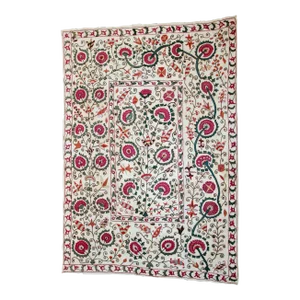 19th C. Suzani Bukhara Uzbekistan Antique Embroidered Islamic Art Textile Susani