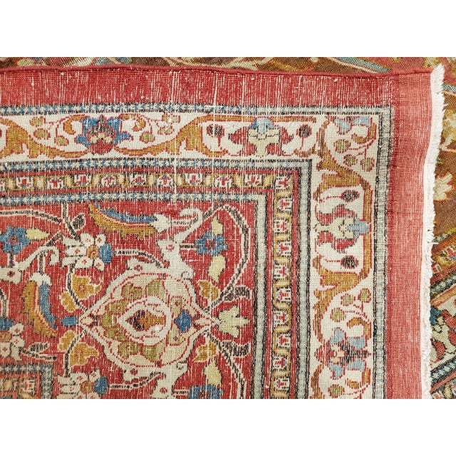 Antique Tabriz Carpet, Handmade Persian Rug in Floral Gold, Red and Beige For Sale - Image 4 of 13