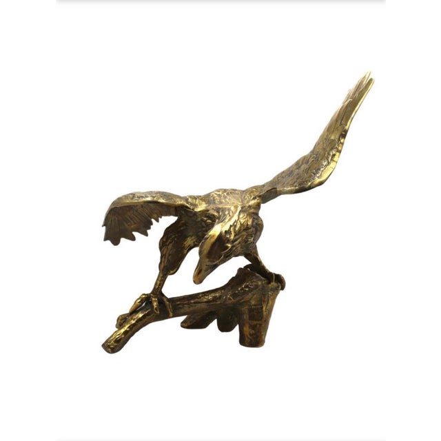 Vintage Brass American Bald Eagle Sculpture For Sale - Image 4 of 7