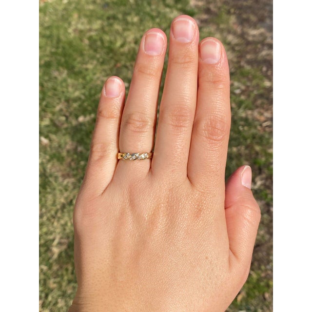 The Falling For: Twisted Yellow Gold Band with Natural Diamonds For Sale - Image 10 of 11