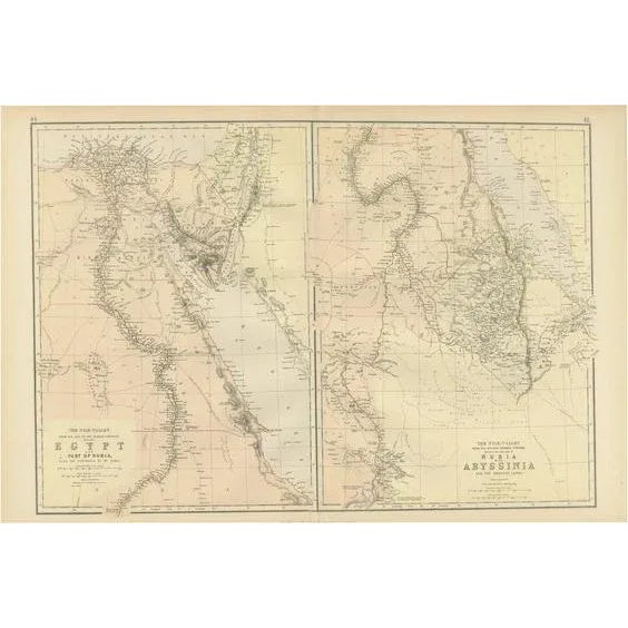 Paper Antique Map of Egypt, Nubia and Abyssinia, 1882 For Sale - Image 7 of 7