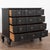 The black painted finish is striking in this attractive large chest of four drawers resting on scalloped skirt (mirroring...