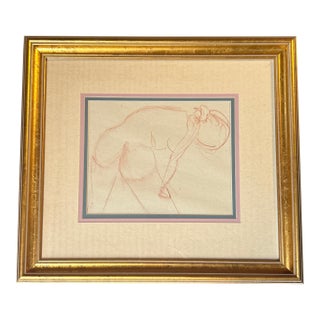 1940’s Original Abstract Sepia Female Nude Figure Study Drawing For Sale