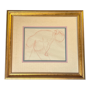 1940’s Original Abstract Sepia Female Nude Figure Study Drawing