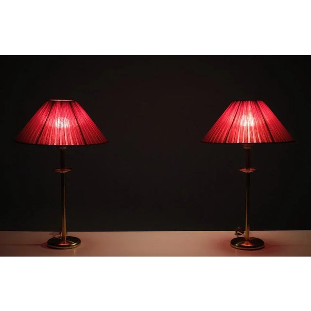 1960s Vintage Brass Table Lamps, 1970s, Set of 2 For Sale - Image 5 of 9