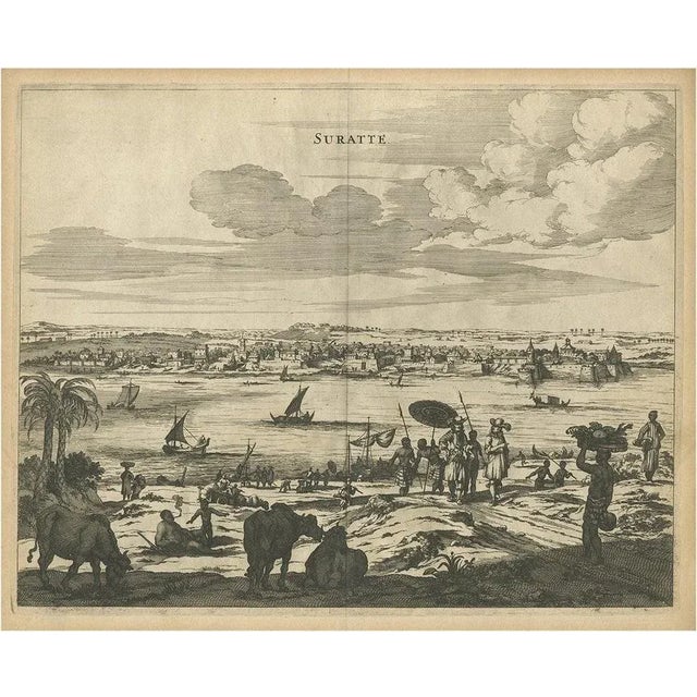 17th Century Philip Baldaeus, Indian City of Suratte Surat, 1672, Engraving on Paper For Sale - Image 5 of 5