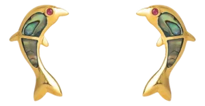 Ocean Joy Dolphin Pearl Stud Earrings, A Pair
