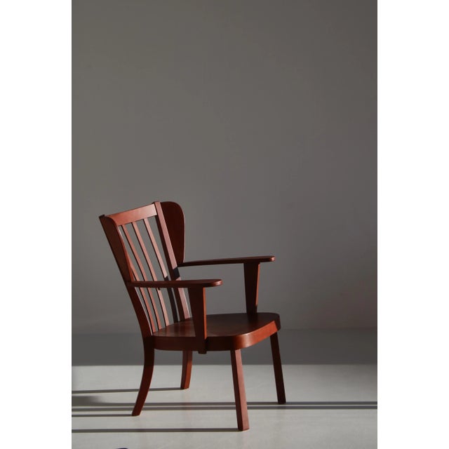 Set of Danish Canada Armchairs in Stained Beech by Fritz Hansen, 1940s For Sale - Image 17 of 18
