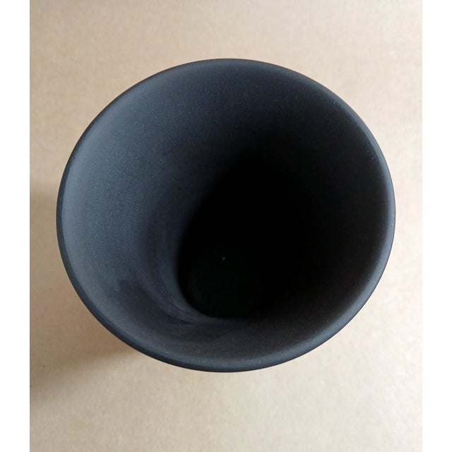 Wedgwood Vintage MCM Wedgwood Black Basalt Jasperware Vase For Sale - Image 4 of 5
