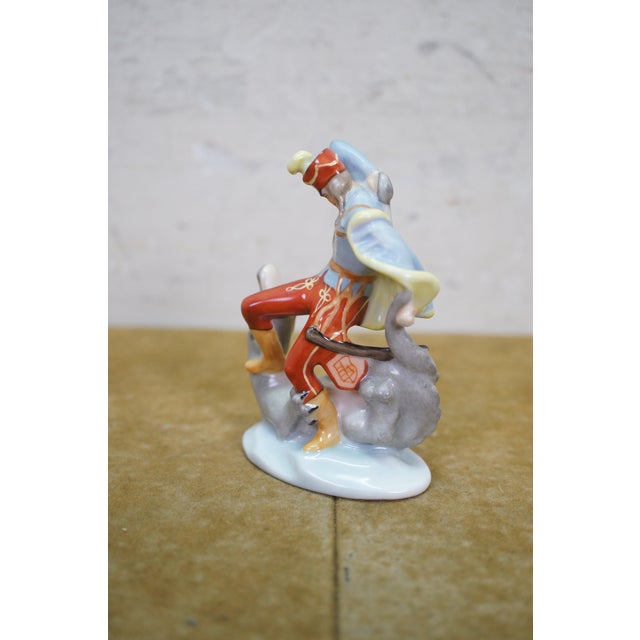 Herend Vintage Herend Hussar and Sea Serpent Porcelain Dragon Slayer Figurine 5595 For Sale - Image 4 of 14