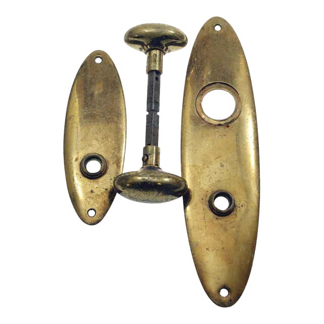 Vintage Sargent & Co. Polished Brass Oval Door Knob Set For Sale