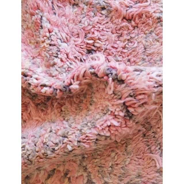 Mid-Century Modern Soft Blush Pink Moroccan Wool Rug - 11.4 X 6.6 Ft For Sale - Image 3 of 9