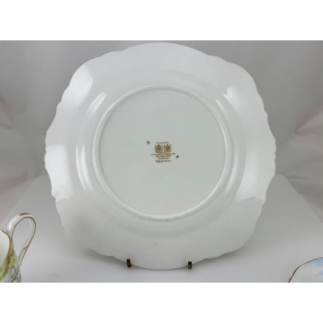 Blue 1960s Paragon Double Warrant “Cliffs of Dover” Cake Plate, Cup, Saucer, Creamer and Sugar Bowl - Set of 5 For Sale - Image 8 of 9