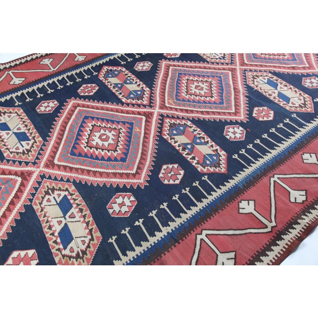 Late 19th Century Antique Collectore Caucasian Shirvan Handwoven Kilim Late 19c -7' 1'' X 12' 2'' For Sale - Image 5 of 14