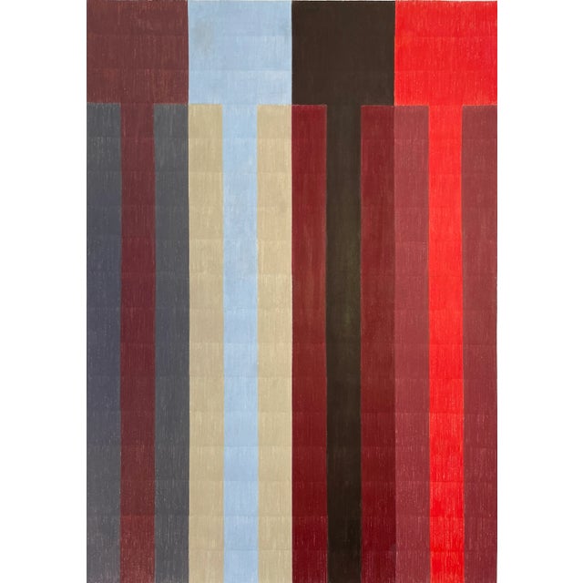 Paper Color Pencil Drawing With Red Stripes For Sale - Image 7 of 7