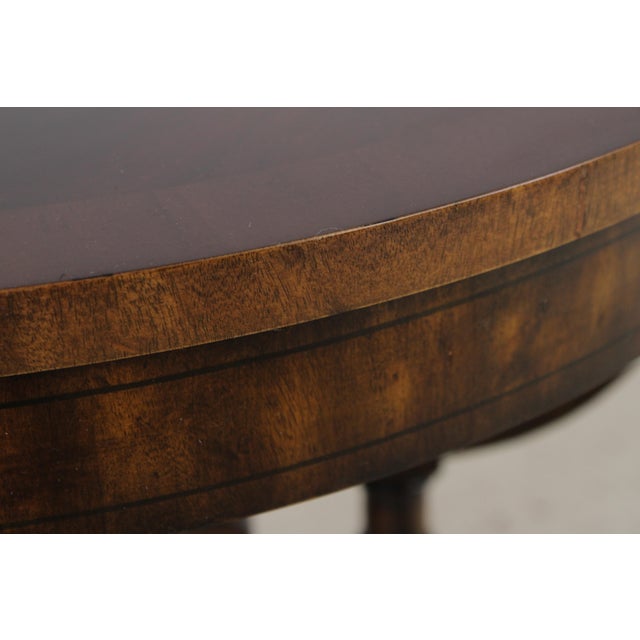 Brown Maitland Smith Round Mahogany Pedestal Lamp Table For Sale - Image 8 of 16
