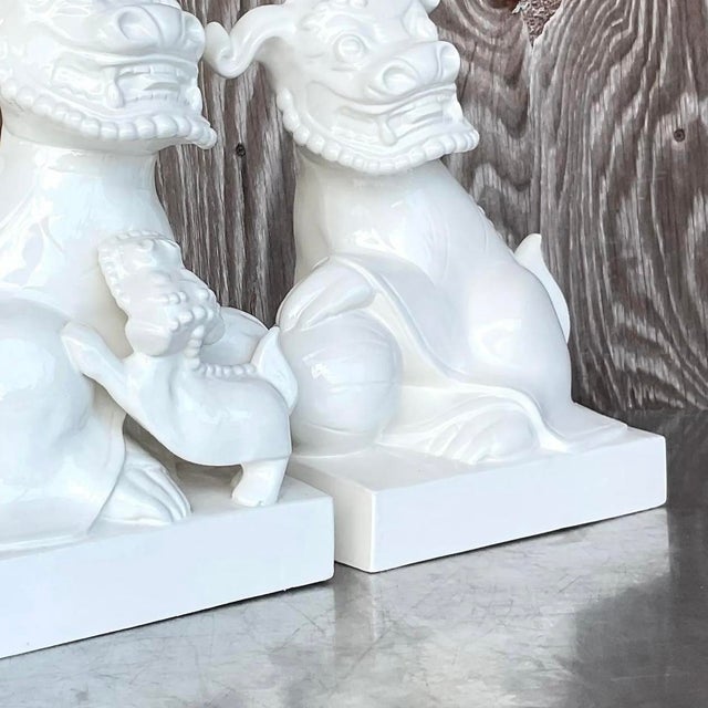 Late 20th Century Vintage Asian Glazed Ceramic Foo Dogs - a Pair For Sale - Image 14 of 14