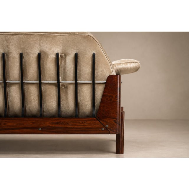 Pair of Brazilian Modern Rosewood and Mohair Armchairs by Bertomeu, 1960s For Sale - Image 10 of 18