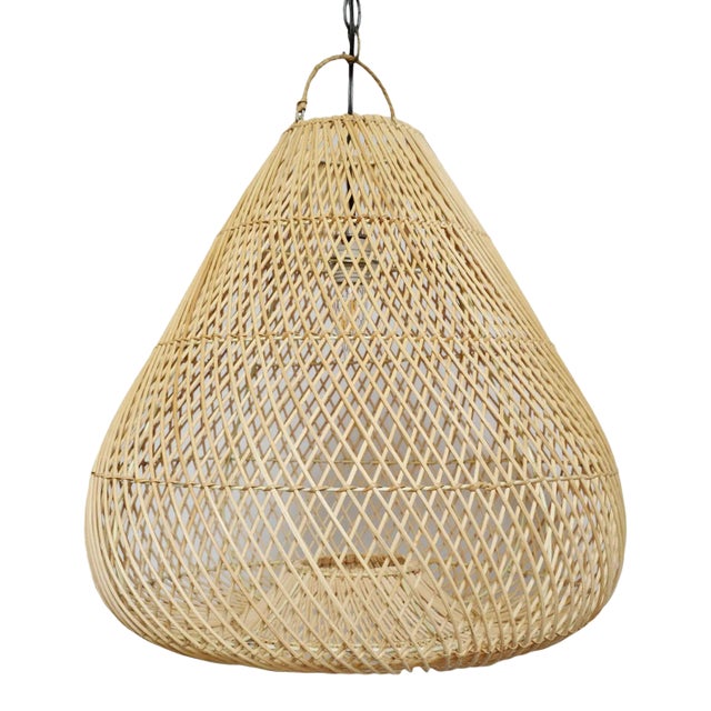 Raw Rattan Batu Drop Lantern Large For Sale