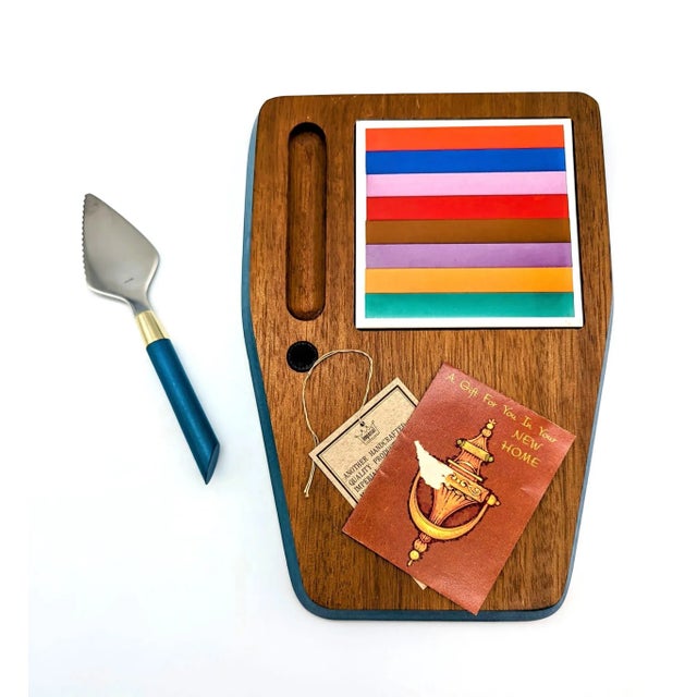 Chestnut 1960s Imperial International "San Remo" Hostess Cheese Tray For Sale - Image 8 of 12