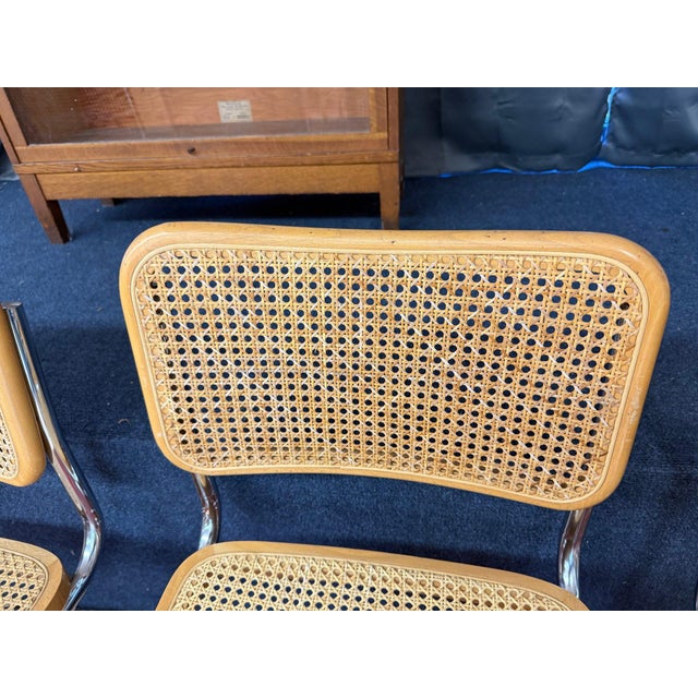 Marcel Breuer Authentic Mid-Century Italian Cesca Cantilever Chairs Attributed to Marcel Breuer For Sale - Image 4 of 5