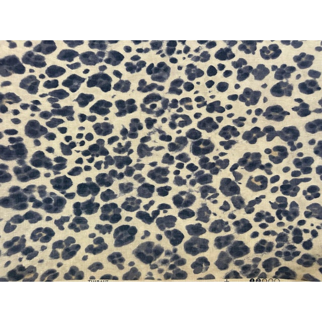 2020s Thibaut Linen Fabric Panthera in Navy 5 3/8 Yards For Sale - Image 5 of 6