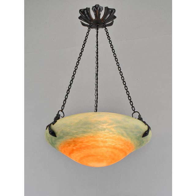 Art Deco French Art Deco Pendant Light by Daum & Majorelle - 1925 Chandelier France For Sale - Image 3 of 13