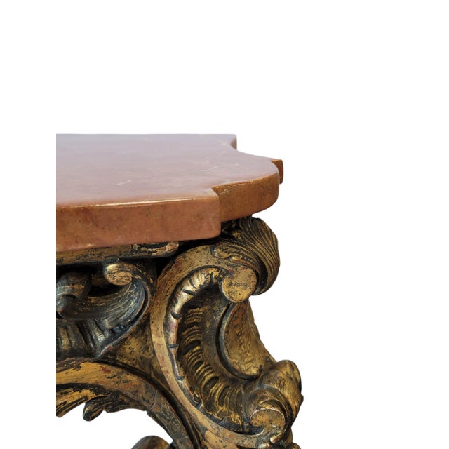 Late 18th-Century Rococo Giltwood Wall-Mounted Console Table With Marble Top For Sale - Image 9 of 9