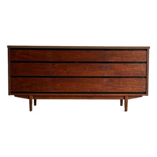 1960s Mid-Century Walnut Nine-Drawer Dresser by Stanley For Sale