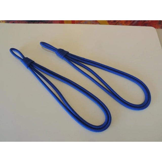 2010s Houle's Paris Royal Blue Silk Woven Curtain Tiebacks - Set of 2 For Sale - Image 5 of 5
