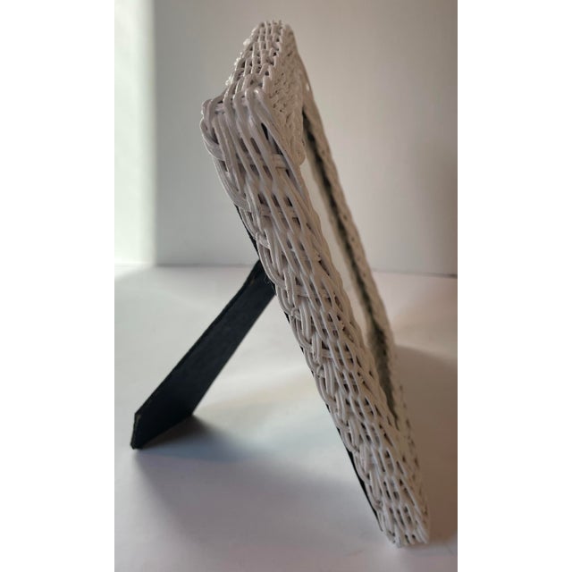 Vintage White Wicker Picture Frame | Chairish
