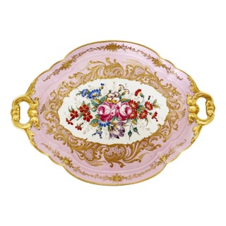 Antique French Limoges Pink Tray, 1890s For Sale